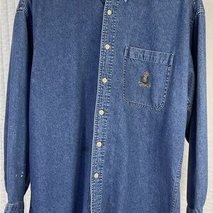 Vintage Chaps Ralph Lauren Denim Button Down Shirt Size M Crest Logo 90’s Y2K